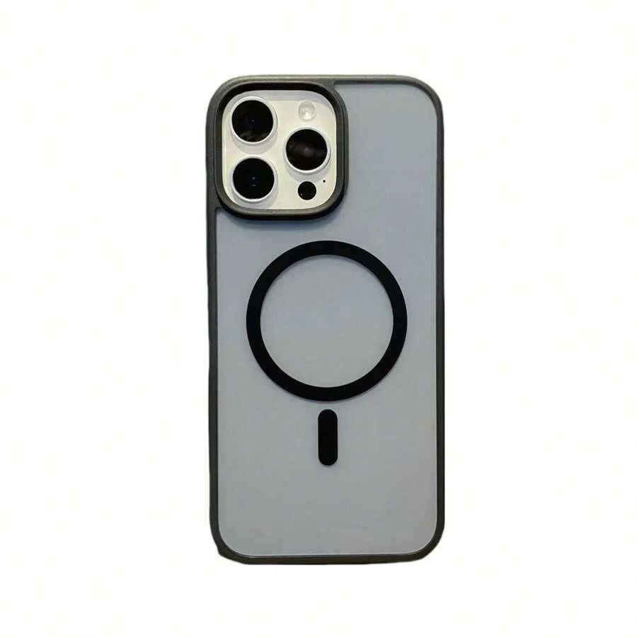 1 Piece PC Material, High-End Phone Case For Phone Series, Apple Thickened Anti-Drop Magnetic Shell, New Wireless Charging, Skin-Friendly Matte Protection Case, Simple - Black - View 1