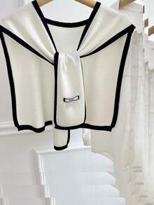 1pc Women Knit Contrast Color Scarf Collar Neck Warmer - Black - View 6