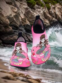 Kids' Shimmer Fish Scale Water Shoes - Rose Pink Quick-Dry Design For Beach, Surf & Waterpark | Lightweight Anti-Scratch Sole | CE-Certified Toddler To Youth Sizes 22-35 - Multicolor - View 4