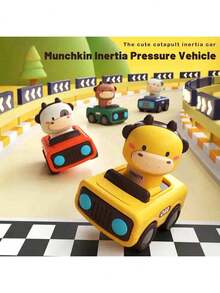 适合1-3岁幼儿的按压式汽车玩具，婴儿动物赛车，婴儿玩具车套装，适合18-36个月的婴儿推拉式惯性汽车玩具，适合1-3岁男孩的生日礼物，婴儿玩具车