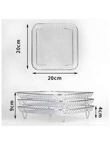 1 层不锈钢空气炸锅配件 - 可用洗碗机清洗，可堆叠用于烤箱和炸锅 耐用空气炸锅架 可堆叠多用途烤箱架 不锈钢篮子托盘 空气炸锅配件