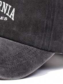 BONNY BOOM 1件刺繡「CALIFORNIA」水洗黑帽，中性款，適合情侶戶外運動棒球帽，理想假期禮物，女款卡車帽，女款棒球帽 - 黑色 - 查看 5