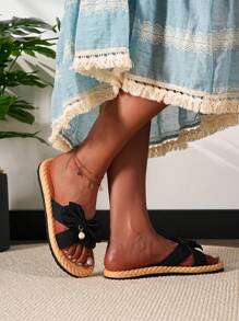 2025 New Fashion Versatile Butterfly Decor Sandals, Comfortable Thick Sole Elastic Band, Stylish & Elegant For Travel