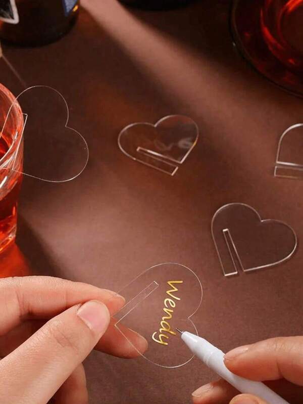 10 Stück - Acryl Getränke Anhänger Herzform Partygetränke Anhänger, klarer Acryl Getränke Marker, Champagner Glas Marker Anhänger, Acryl Weinglas Charms für Bar, Hochzeit, Weinprobe Party, Hochzeitsdekoration