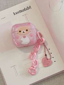 1个猫咪泰迪熊图案保护壳，兼容苹果3、Pro、2、3、Pro 4、5（不含耳机） - 粉色 - 查看 4