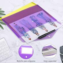 Folder Tamaño Carta, 24 Carpetas Tamaño Carta A4 Colores, Folders para Documentos Plastico Transparentes, Sobres Plastificados con Cierre a Presión y Bolsillo para Etiquetas para Escuela, Oficina - Multicolor - Ver 3