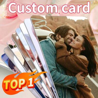 Cartão de carteira personalizável com foto, cartão de visita personalizado de alta definição e um lado, material PP, cartão de casal de 3 polegadas, pequeno presente criativo, retrato de celebridade, cartão pequeno personalizado, impressão de revelação de fotos, presente exclusivo para o Dia dos Namorados, presente de Natal, presente para o Dia dos Pais, presente para o Dia das Mães, presente em memória de animais de estimação, para comemorar namorado/namorada, volta às aulas, material escolar