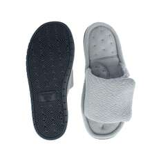 Isotoner Women's Sculpted Terry Adjustable Open Toe Slide Slippers - Light Gray - View 3