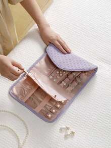 1PC Collapsible Jewelry Organizer, Practical Travel Jewelry Organizer, Earring Necklace Ring Jewelry Pouch Jewelry Roll Bag, Cosmetic Bag, Waterproof Travel Jewelry Pouch, Portable Jewelry Organizer, Essential Travel Accessories - Multicolor - View 3