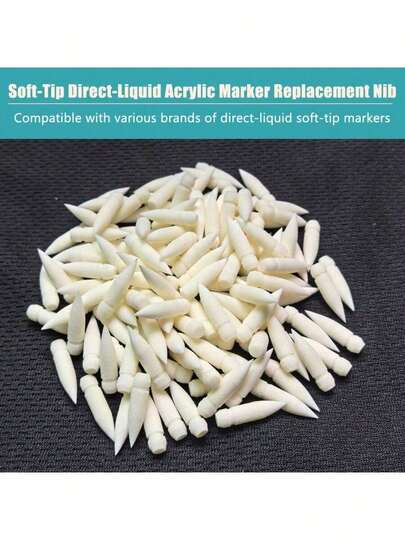10/30/60/100 st. mjuk spets 8101-serien 240-färgs direktflytande akrylmarkörpenna med ersättningsspets, hållbar, högkvalitativ, mjuk borstmarkörpenna med vit spets, torr ersättningskärna, mjuk borstmarkörpenna, universal markörpenna med tillbehörsspets, lämplig för att byta ut spetsen på olika märken av direktflytande mjuk borstmarkörpennor. Tillbaka till skolan.