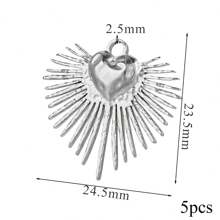 5PCS Stainless Steel Fashion Simple Rose Heart Pendant DIY Necklace Earrings Bracelet Jewelry Making Supplies Suitable For Women Gift