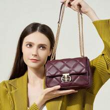2025 New Genuine Leather Women's Cross-Body Bag, Summer Shoulder Chain Bag - Bordeaux Red - View 1