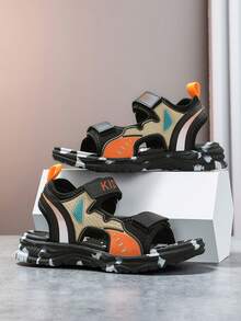 Kids Open Toe Sandals, Breathable Hook And Loop Beach Shoes, Lightweight Sports Sandals Suitable For Summer Beach And Casual Wear - Black - View 2