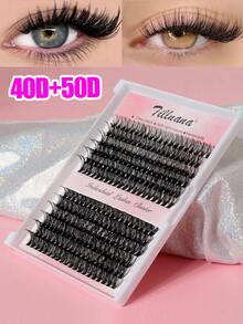 240pcs/12rows Luxurious Mixed 40D+50D Eyelash Extensions 12-16mm, Waterproof Mink Lashes For Natural Look, Suitable For Daily Makeup Or Outdoor Events - Black - View 2