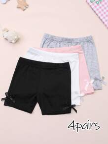 4 paia di pantaloncini e leggings da ragazza decorati con fiocchi carini, capi casual eleganti adatti per tutte le stagioni