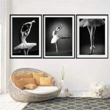 1/3PCS Optional Frame Posters Wall Arts Modern Black And White Ballet Ballerina Posters Home Decor For Living Room ,Wall Art With Frame