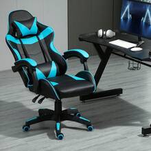Mcc Direct Swivel Faux Leather Office Chair Racing Sports Gaming Tilt Computer Desk Chair With Headrest & Lumbar Cushion A - Blue - View 5