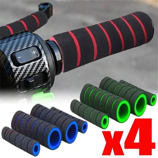 4 Stücke bequeme Schaumstoff rutschfeste Fahrrad/Motorrad Griffe - weich, sicher, langanhaltend, mehrfarbiges gestreiftes Design, verbessert Kontrolle und Stil