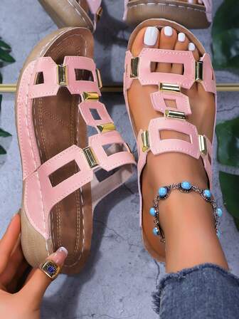 Zapatillas de mujer con suela blanda y suela de lazo Hol Hollow Out, elegante con efecto de brillo a cuadros para fiesta, escuela, deportes, playa, boho, casual, lindo, boda, estilo de discoteca sexy, cuña Holllow Stu Sandalias de plataforma para mujer, para fiestas al aire libre, oficina, bodas, vacaciones, verano