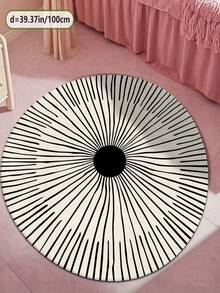 1pc Modern Minimalist Round Area Rug, Soft Plush Velvet Texture, Vibrant Colors, Suitable For Living Room, Bedroom, Entryway, Kitchen, Bathroom, Gaming Room, Study, Durable & Easy To Clean