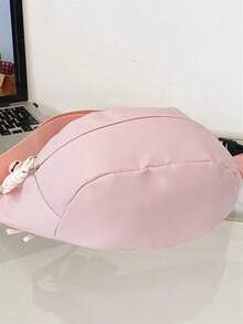 Cute Solid Color Student Street Women's Crossbody Bag For Summer, Multifunctional Waist Bag With Teddy Bear Decoration, Casual Mobile Coin Shoulder Bag, Outdoor Travel Large Capacity Sports Crossbody Bag, Fashionable Daily Commuting Waist Bag For Holiday Gifts , Pink , Cute - Pink - View 6