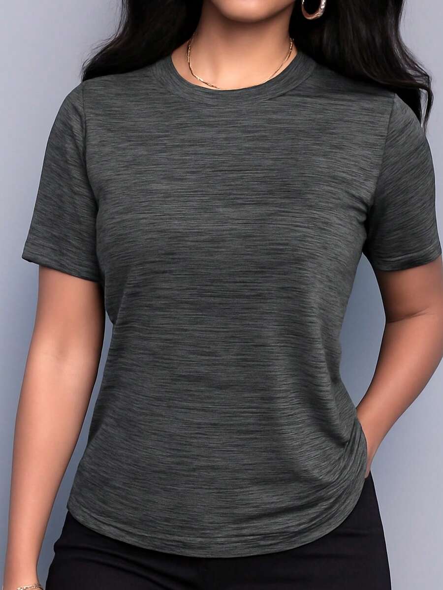1pc Women's Quick Drying T-Shirt, Ice Silk Round Neck Short Sleeve, Stretchy Sweat-Absorbing Fast Drying Sweatshirt, Suitable For Women's Fitness Training