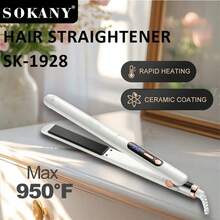 SOKANY Multi-Function Ceramic Hair Straightener, Hair Straightening Iron, 3-In-1 Styling Tool. Suitable For Wet & Dry Hair, Can Curl & Straighten Hair, Adjustable Temperature Up To 950°F, LED Display, Fast Heating, 360° Swivel Cord, Suitable For Home & Salon Use. - UK Plug(220-240V) - View 2