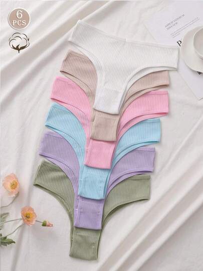 6条装女士透气纯棉巴西式三角裤，舒适透气