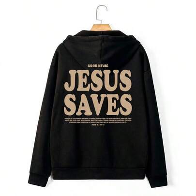 SUDADERA BÁSICA INFORMAL CON ESTAMPADO PARA USO DIARIO DE MUJER, FRASES BIBLICAS, TOPS DE MANGA LARGA  Letras  Casual  Dulce  Poliéster  Cordón  Bolsillo