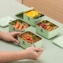 1 件装办公室工作人员保温午餐盒（带袋）、方形微波炉食品储存容器、学生冰箱便当盒