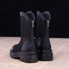 Thick Sole Mesh Breathable Hollow Short Boots For Women 2025 Spring Summer New Versatile Black Perforated Boots - Black - View 3