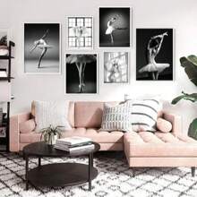 1/3PCS Optional Frame Posters Wall Arts Modern Black And White Ballet Ballerina Posters Home Decor For Living Room ,Wall Art With Frame