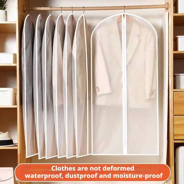 1pc Transparent Garment Protective Cover Wardrobe Storage Bag, Available In Sizes 60x80cm, 60x100cm, 60x120cm, 60x140cm, Dustproof Clothing Closet Organizer Bag For Shirts, Sweaters, Coats, Dresses