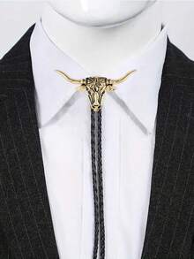 1pc Country Gathering Bolo Tie, Denim Cowboy Bull Head Bolo Tie, Western Style Bull Head Bow Tie, Casual Attire Accessory, Groomsmen Neckwear, Excellent Gift ChoiceMen Necktie - Various Country Western Bolo Ties - View 16