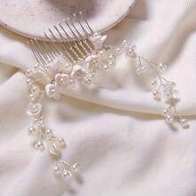1件优雅玻璃发梳配饰，新娘婚礼发饰，四季皆宜，情人节配饰