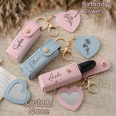 Bolsa organizadora de lápiz labial personalizada, bolsa con nombre personalizado, bolsa de almacenamiento con grabado láser, soporte de lápiz labial para dama de honor, bolsa organizadora de cosméticos, regalo de cumpleaños para mamá y novia, accesorios de belleza navideños