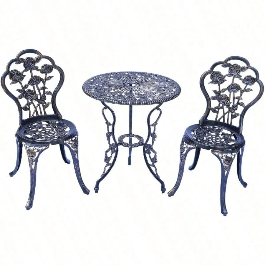 TangXiaoQiアウトドア鋳造アルミテーブルチェア3点セット ガーデン