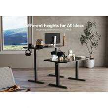 Electric Standing Desk, Adjustable Height Stand Up Desk, 24x48 Inches Sit Stand Home Office Desk With Splice Board, Black Frame/Rustic Brown Top - Black - View 5