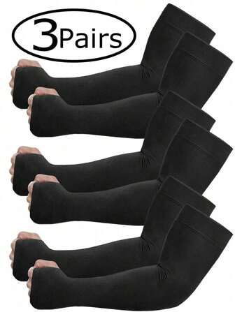 3/1 paire de manches de protection UV avec trou pour le pouce pour hommes, femmes et jeunes, manches rafraîchissantes pour couvrir les tatouages, mi-compression