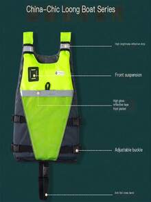 Buoyancy Vest, Lightweight, Life Jacket, Adult, Surfing, Fishing, Outdoor, Life Vest, Kayaking, Swimming, Flotation, Boating, Large Pocket Design, Adjustable Strap, Unisex, Drifting, Beach Essentials, Beach Accessories, Pool Float - Fluorescent Green - View 3