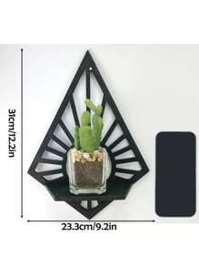 Étagère murale en bois soleil avec diamant flottant - Décoration murale - Étagère d'accent Étagère à plantes Étagère d'affichage de cristal Étagère à succulentes Décoration de maison, de pièce