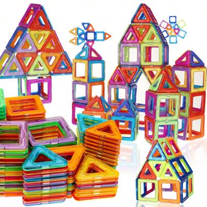 Juguetes de baldosas magnéticas para niños y niñas de 3, 4, 5, 6, 7 y talla grande años - Juego de construcción de bloques de castillo con colores macaron actualizados - Juguetes educativos y creativos STEM para niños de 3 a 6 años - Regalos de Navidad y cumpleaños