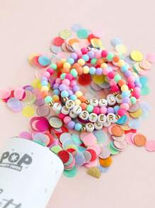 1 pieza Pulsera personalizada de nombre, letra, texto multicolor, regalo de fiesta de cumpleaños de color vibrante, obsequio de vuelta al colegio, pulsera para adolescentes, multiusos, ornamentales, letter, elegante, moderno, acogedor, lindo, adorable, casual, personalizado, personalizada, única, personalizados, regalos ideales para él, Regalos ideales
