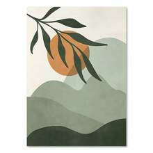 1pc Abstract Bohemian Moon Wall Art Sage Green Botanical Canvas Painting Scandinavian Posters Living Room Decorations Gifts Optional Frame