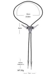 1pc Country Gathering Bolo Tie, Denim Cowboy Bull Head Bolo Tie, Western Style Bull Head Bow Tie, Casual Attire Accessory, Groomsmen Neckwear, Excellent Gift ChoiceMen Necktie - Various Country Western Bolo Ties - View 7
