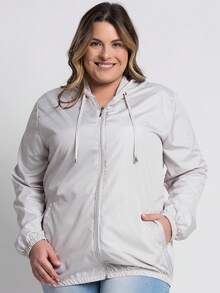 Women's Plus Size Windbreaker Jacket G1 To G6 Lightweight Stylish Comfortable Everyday Hiking Sports Winter - 淺灰色 - 查看 1