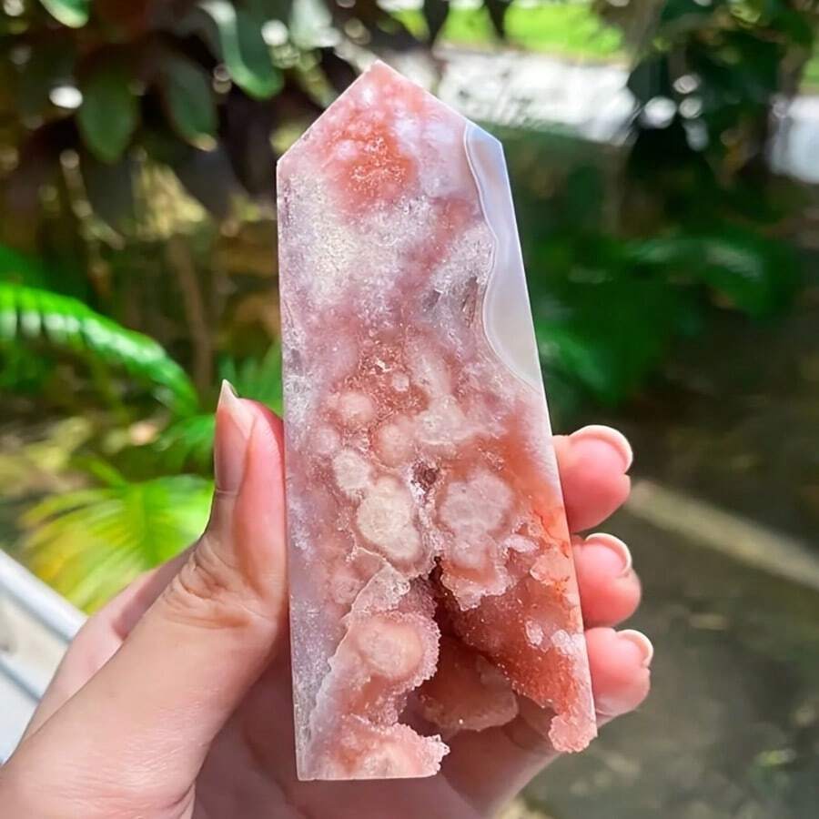 1 Pc Pink Amethyst Flower Quartz Crystal Rock Crystal Has Natural Cracks, Not Damage. 1pc Boho Style Pink Amethyst Flower Quartz Crystal Druzy Tower - The Only Elegant Home Decor Column, Sparkling Pink And Purple Swirls, Ideal Gifts For Christmas, Halloween, Halloween, Etc., Crystal Gifts For Parents, Home Decor Aesthetics, Crystal Decoration | Bollinger Style | Druzy Texture, Crystal Decoration