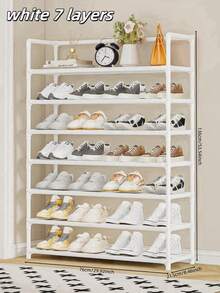 1pc 3-7 Tiers Easy Assemble Shoe Rack, High Capacity Compact Space-Saving Floor Stand Storage Shelves For Bedroom Decor - Multicolor - View 3