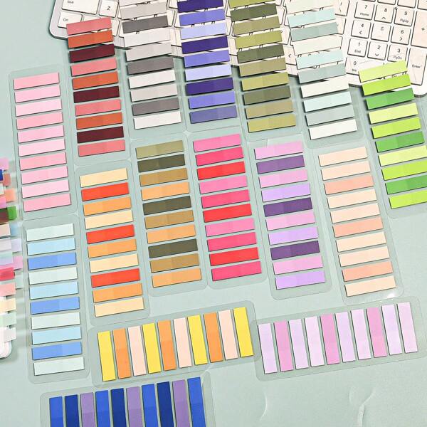 16 Sets, 3200 Sheets Morandi Index Stickers, Student Stationery Stickers, Office File Marker Stickers, PET Transparent Sticky Notes