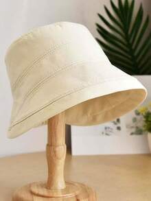 Sombrero de cubo de ala ancha transpirable y casual, sombrero de cubo retro versátil, protección solar para el verano, sombrero casual de unicolor sin protección UV, primavera/verano